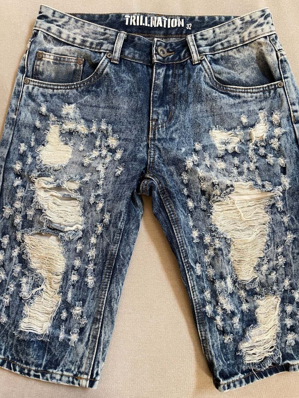 Trillnation Acid Wash Distressed Denim Jeans Size 32 - Picture 1 of 6